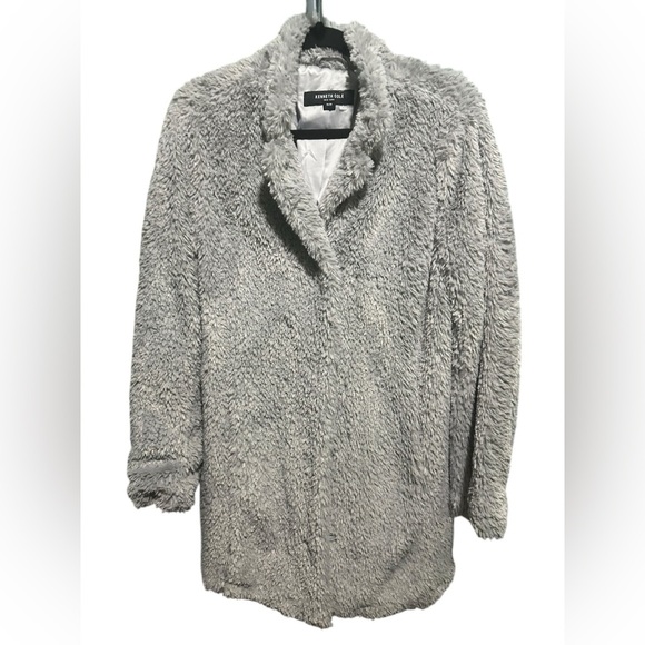Kenneth Cole Cozy Gray Faux Fur Jacket size M - Picture 3 of 11